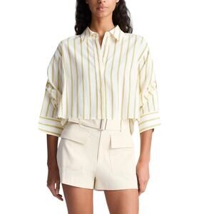 A.L.C. 'Maude' Yellow Silk Cropped Shirt Size S NWT